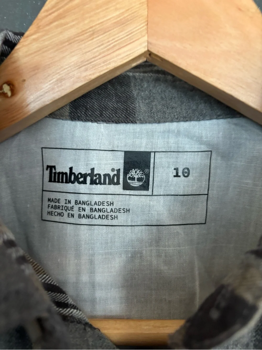 Timberland Gray and Black Plaid Flannel Shirt